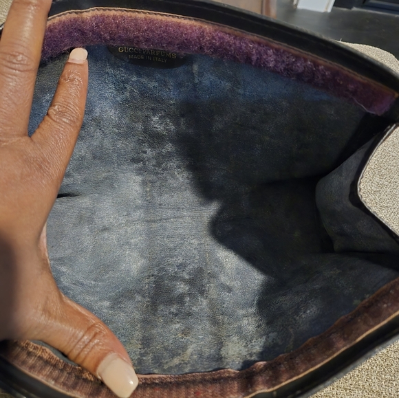 Gucci Vintage Beige and Navy GG Clutch with Red Stripe - Picture 8 of 13